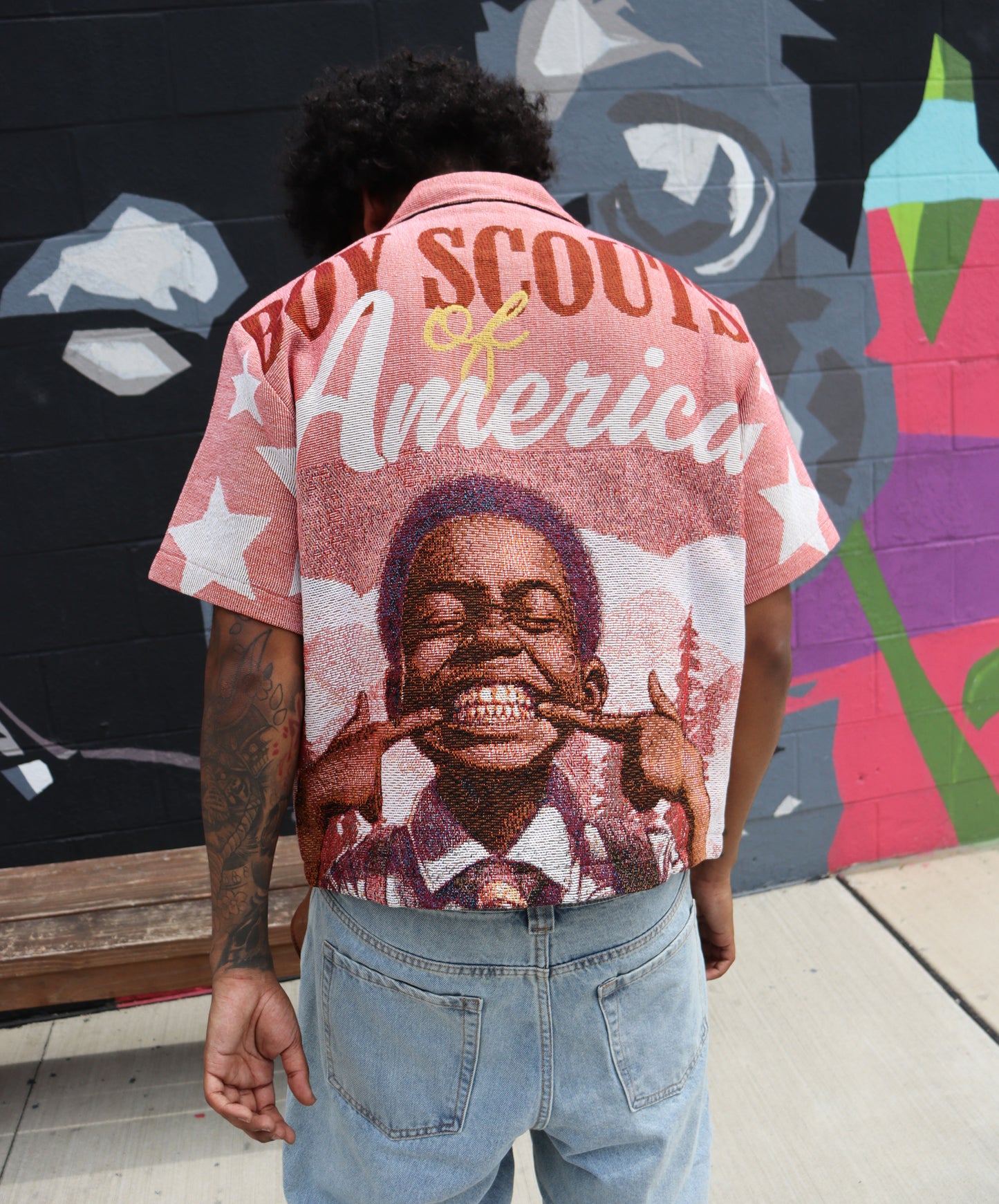 BOYS OF AMERICA HANDMADE TAPESTRY JACQUARD FABRIC WORK SHIRT PINK