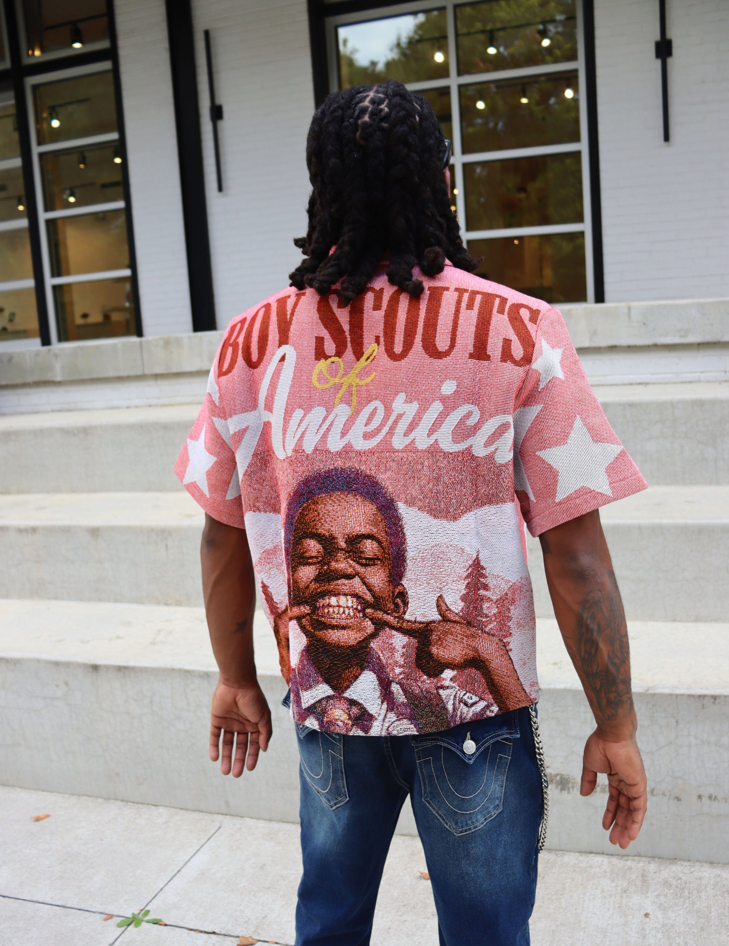 BOYS OF AMERICA HANDMADE TAPESTRY JACQUARD FABRIC WORK SHIRT PINK
