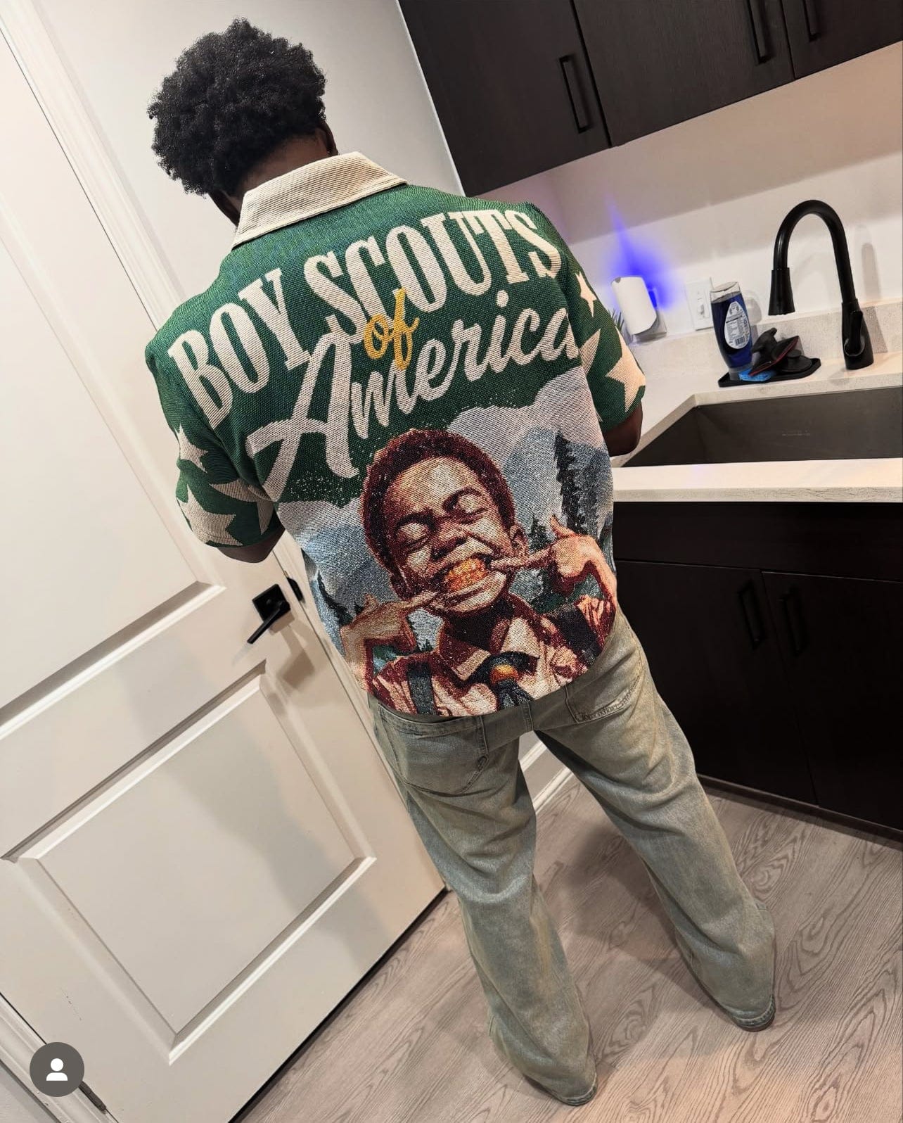 BOYS OF AMERICA HANDMADE TAPESTRY JACQUARD FABRIC WORK SHIRT