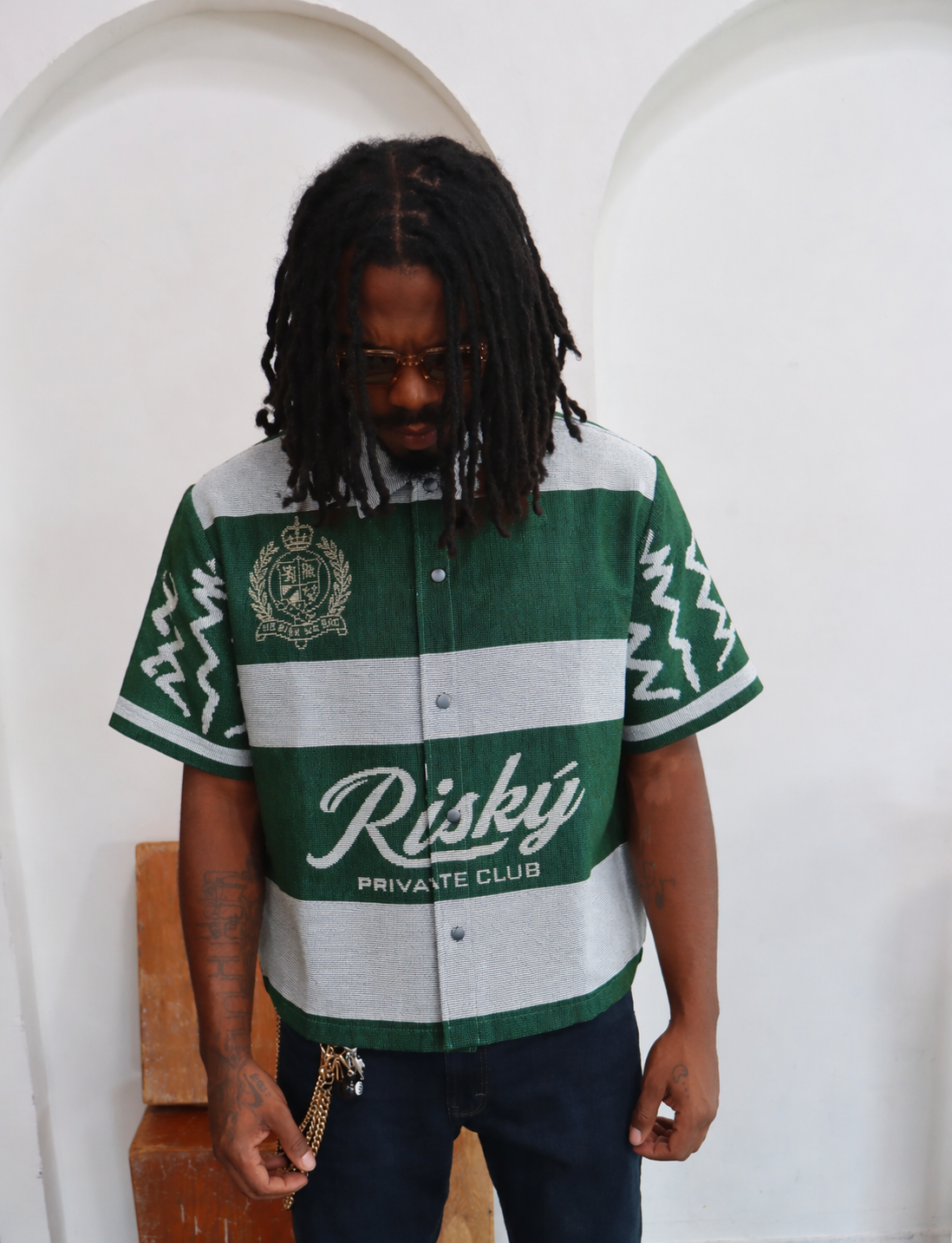 NEW MONEY TAPESTRY JACQUARD FABRIC SHIRT GREEN