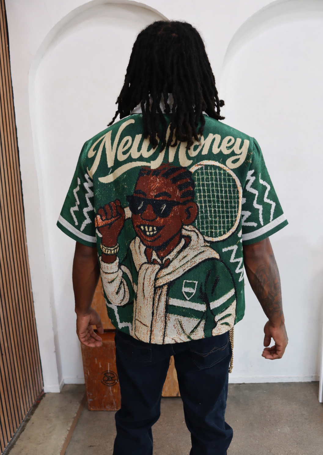 NEW MONEY TAPESTRY JACQUARD FABRIC SHIRT GREEN