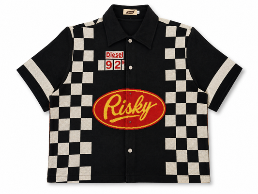 TRUCK STOP HANDMADE TAPESTRY JACQUARD FABRIC WORK SHIRT BLACK