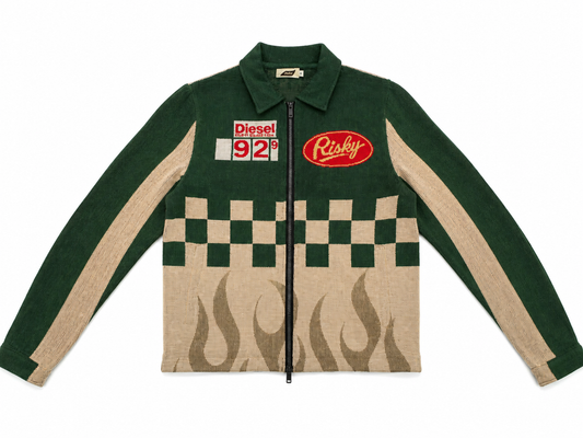 TRUCK STOP HANDMADE TAPESTRY JACQUARD ZIPPERED JACKET GREEN
