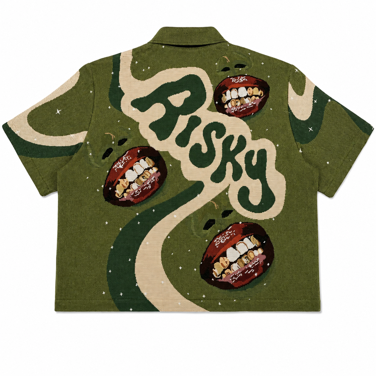 GOLD GRILLZ HANDMADE TAPESTRY JACQUARD SHIRT GREEN