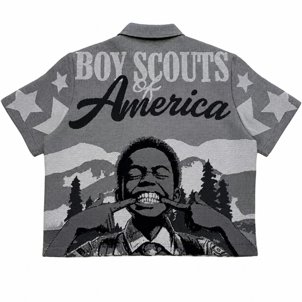 BOYS OF AMERICA HANDMADE TAPESTRY JACQUARD FABRIC WORK GREY