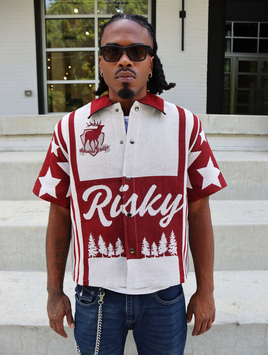 BOYS OF AMERICA HANDMADE TAPESTRY JACQUARD FABRIC WORK RED VELVET (BURGUNDY) SHIRT