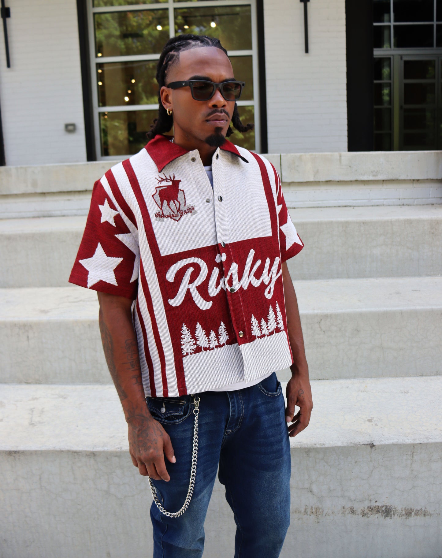 BOYS OF AMERICA HANDMADE TAPESTRY JACQUARD FABRIC WORK RED VELVET (BURGUNDY) SHIRT