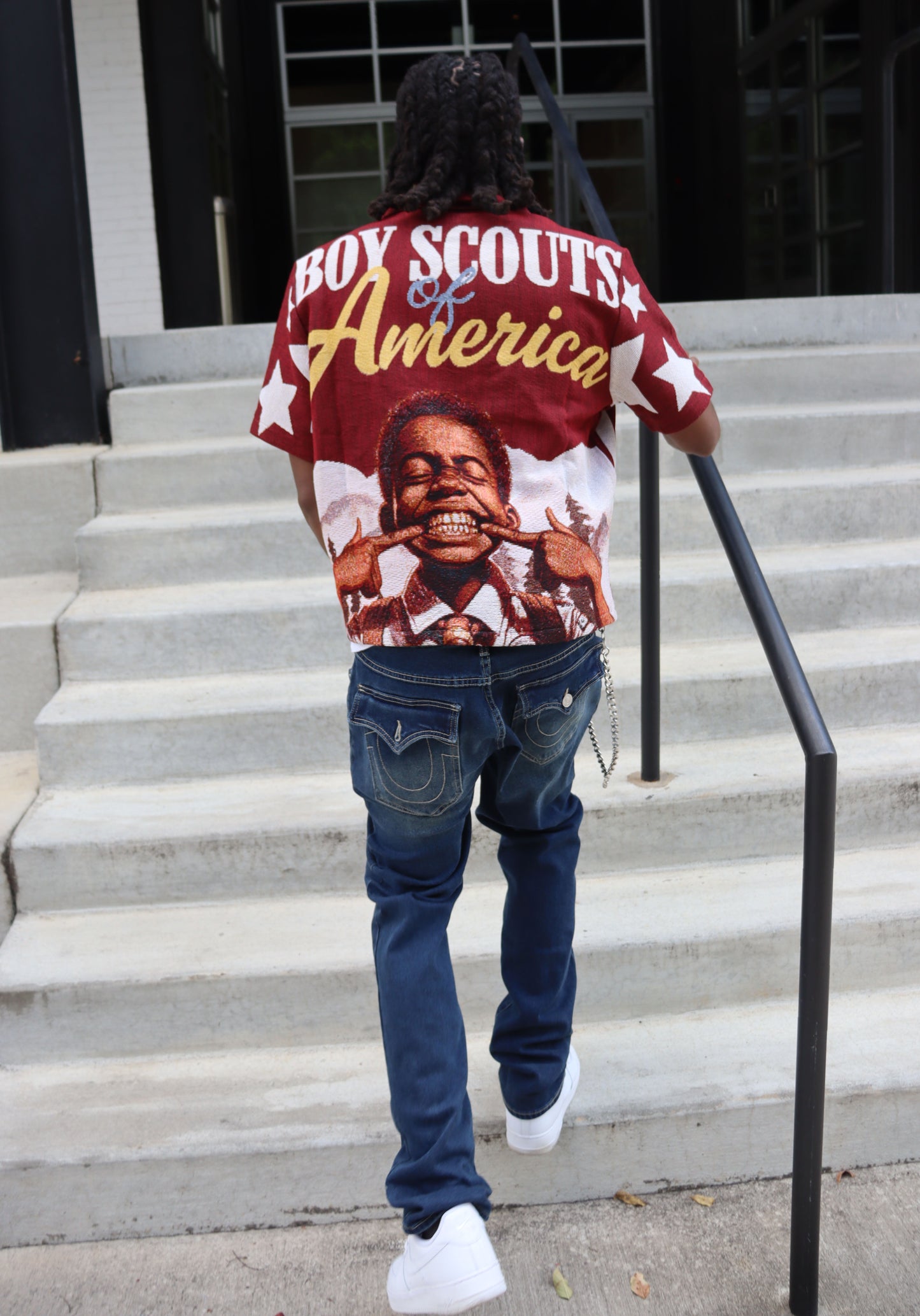 BOYS OF AMERICA HANDMADE TAPESTRY JACQUARD FABRIC WORK RED VELVET (BURGUNDY) SHIRT