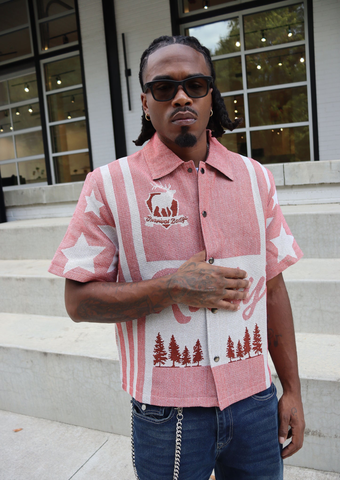 BOYS OF AMERICA HANDMADE TAPESTRY JACQUARD FABRIC WORK SHIRT PINK