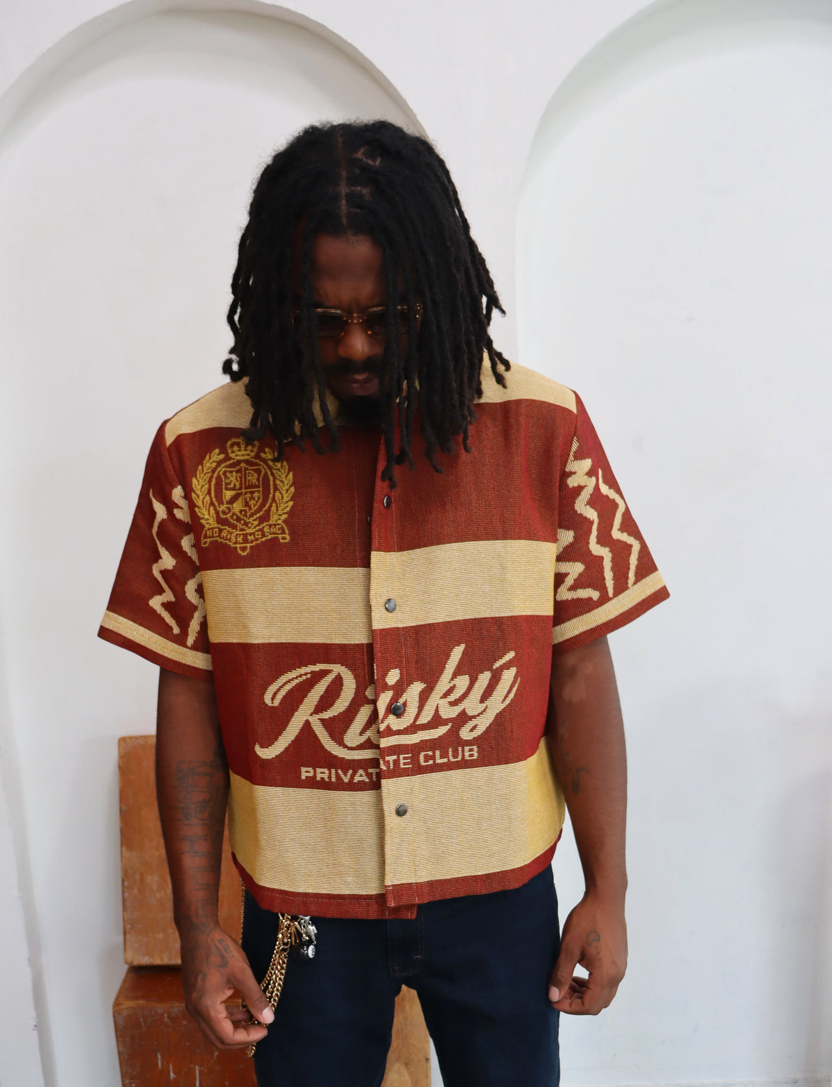 NEW MONEY TAPESTRY JACQUARD FABRIC SHIRT BROWN