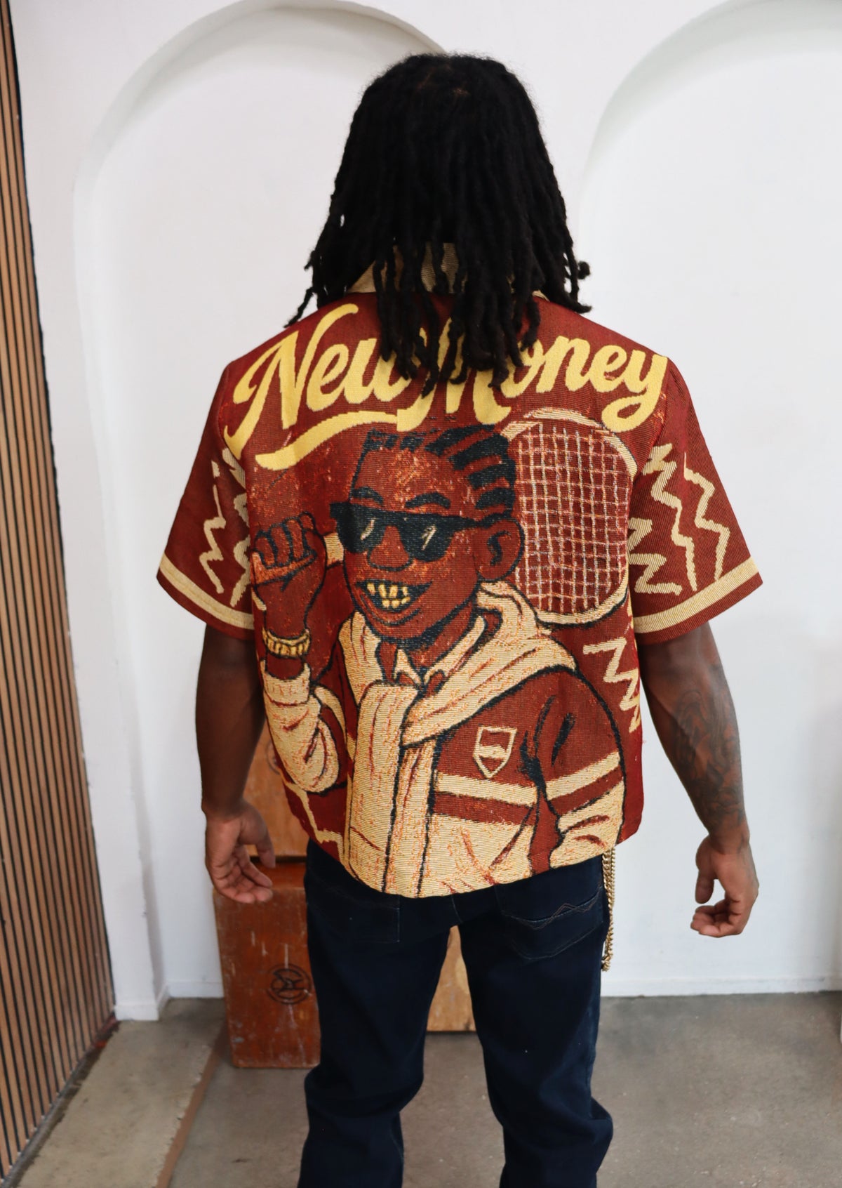NEW MONEY TAPESTRY JACQUARD FABRIC SHIRT BROWN