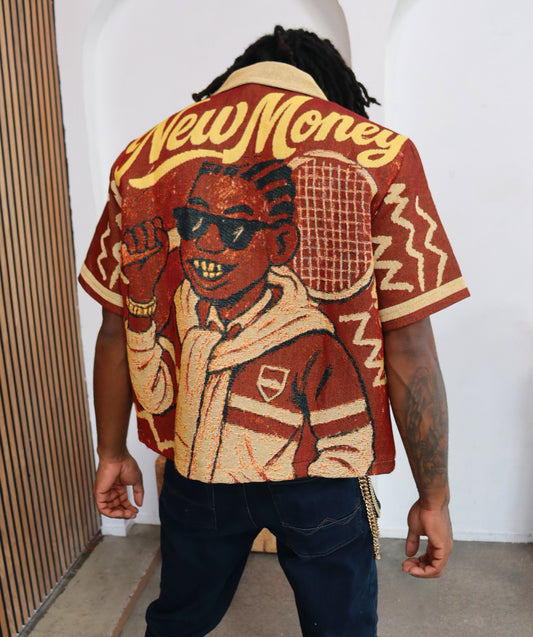 NEW MONEY TAPESTRY JACQUARD FABRIC SHIRT BROWN