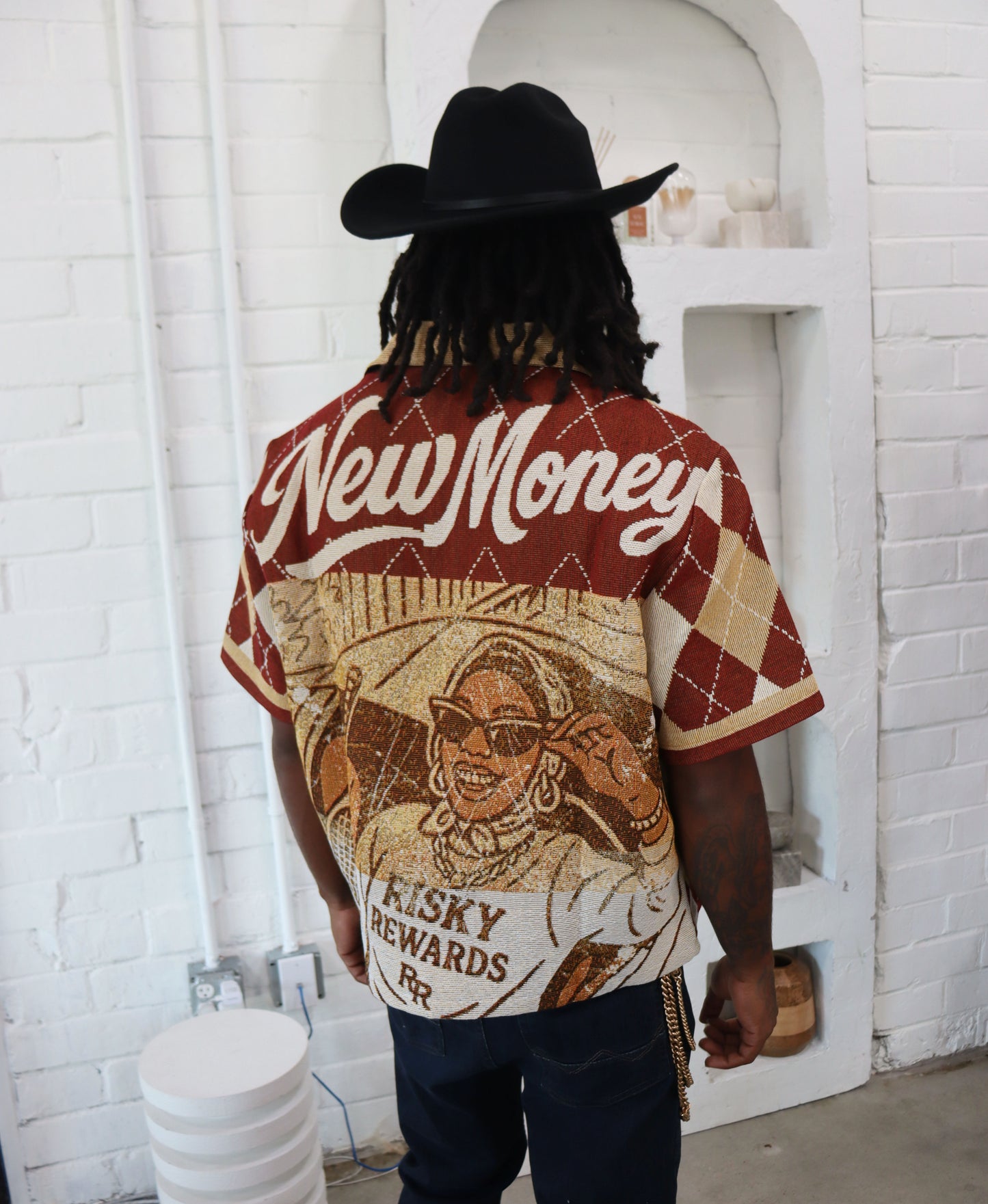 NEW MONEY TAPESTRY PLAID JACQUARD FABRIC SHIRT