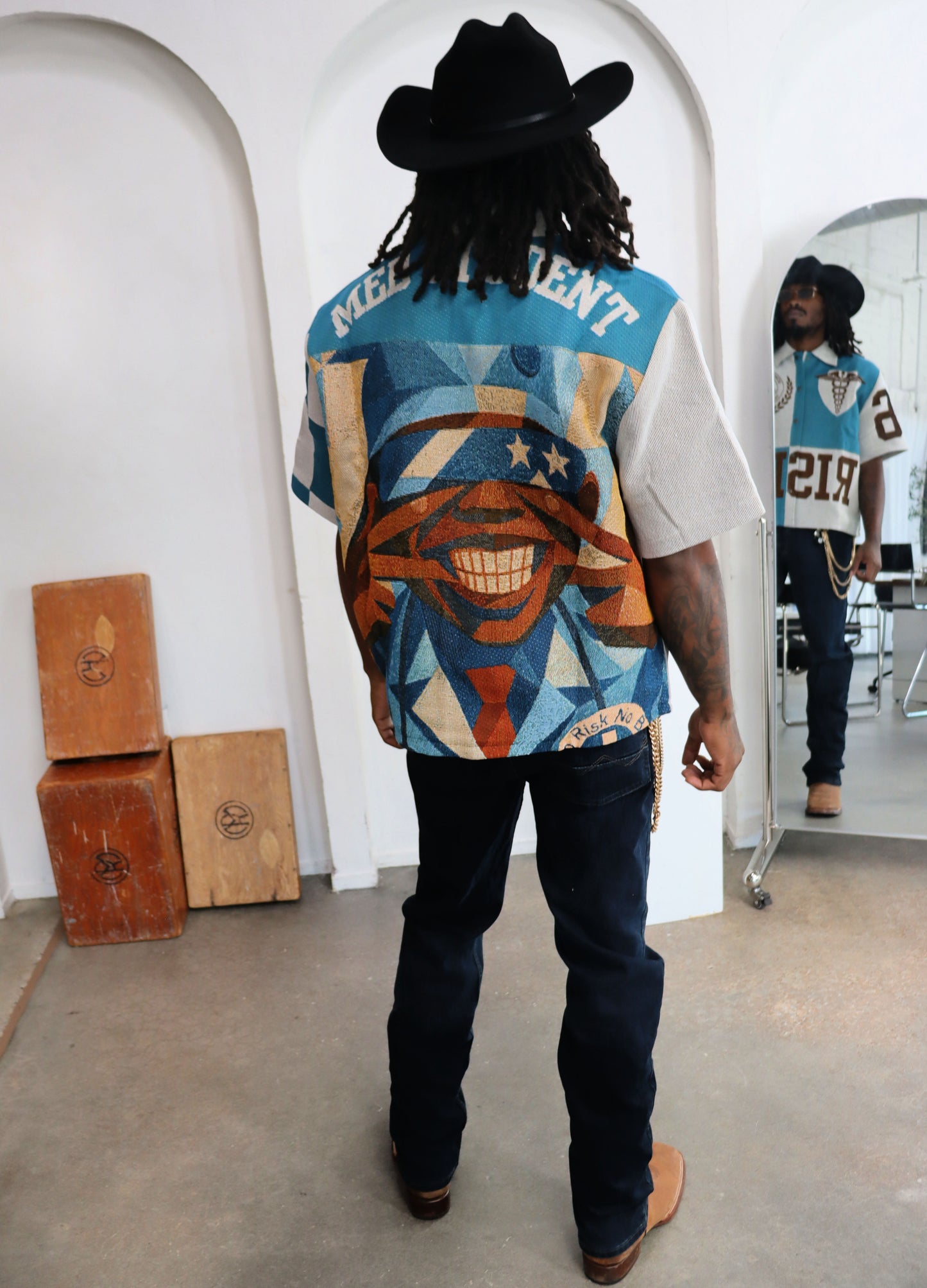 MED STUDENT TAPESTRY JACQUARD FABRIC SHIRT