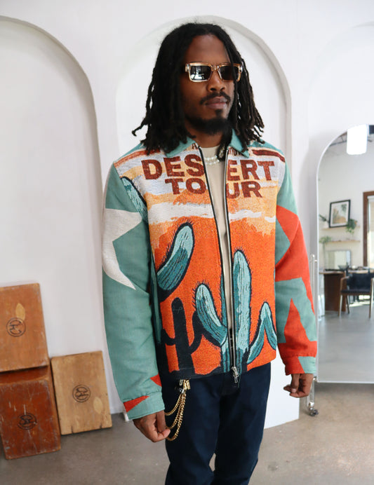 DESERT TOUR HANDMADE TAPESTRY JACQUARD FABRIC ZIPPERED JACKET