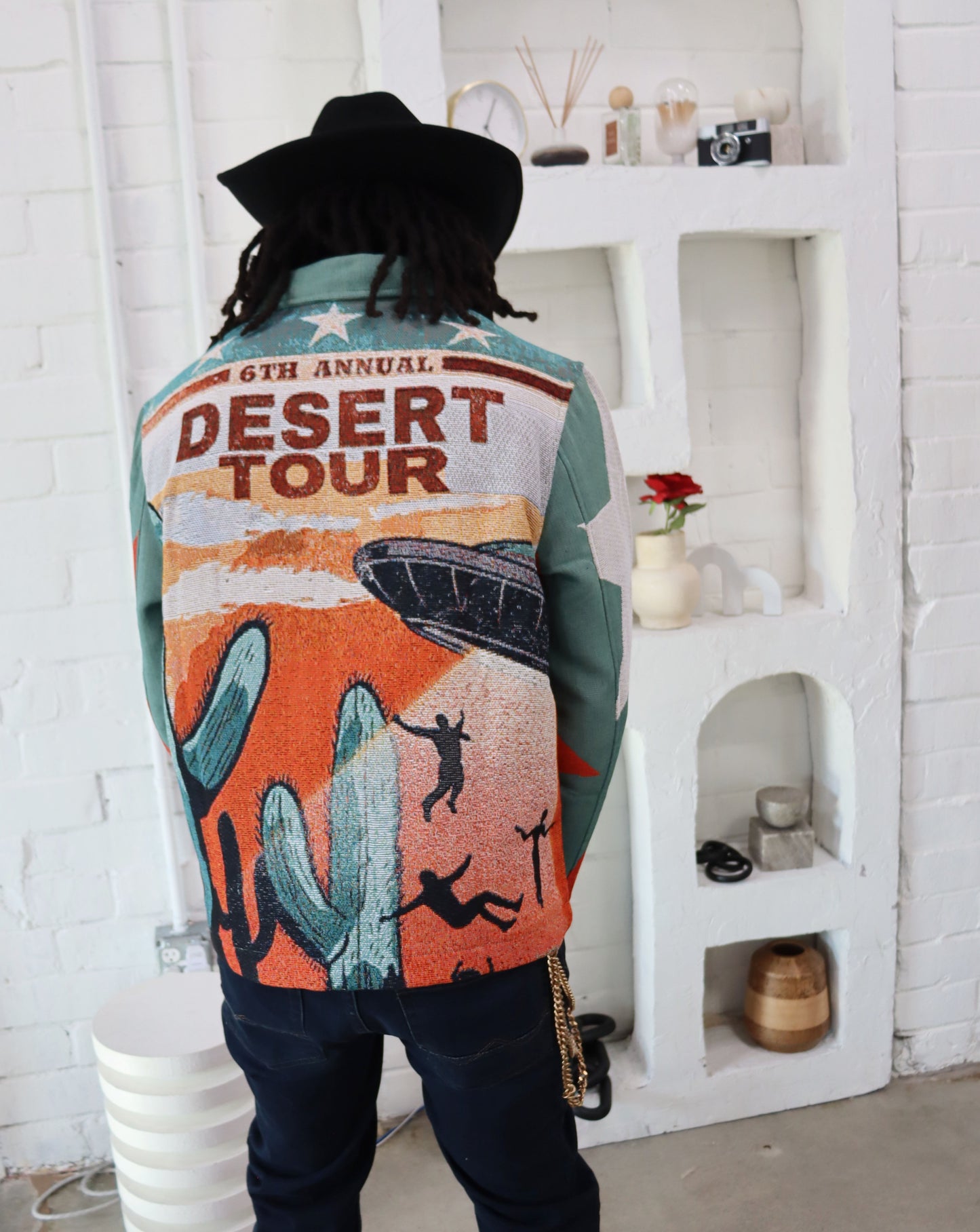 DESERT TOUR HANDMADE TAPESTRY JACQUARD FABRIC ZIPPERED JACKET