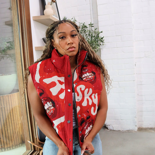 GRILLZ HANDMADE TAPESTRY JACQUARD VEST RED