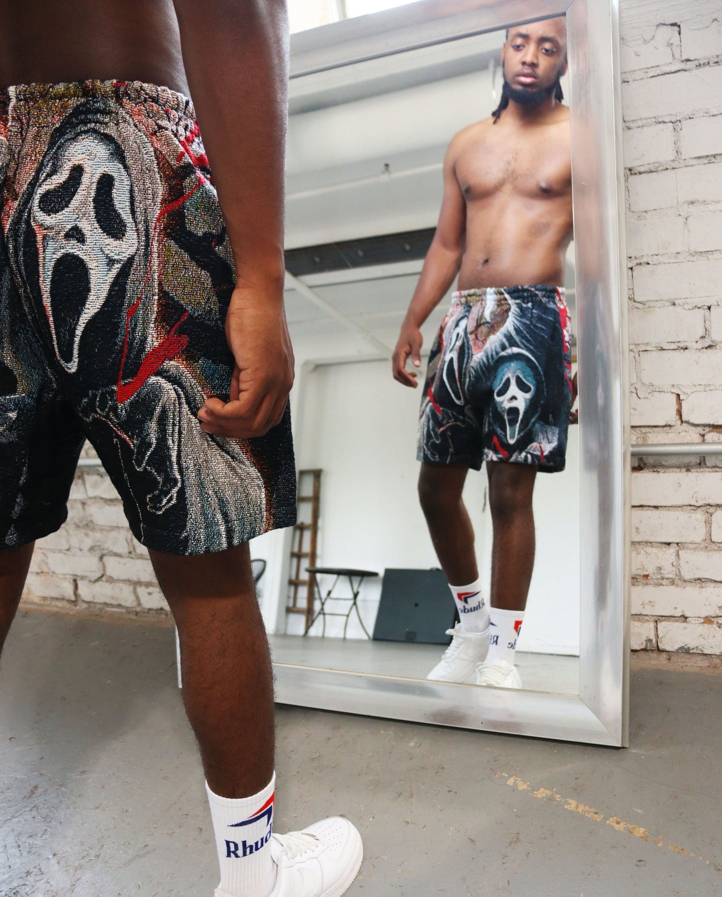 GHOSTFACE HANDMADE TAPESTRY JACQUARD FABRIC SHORTS