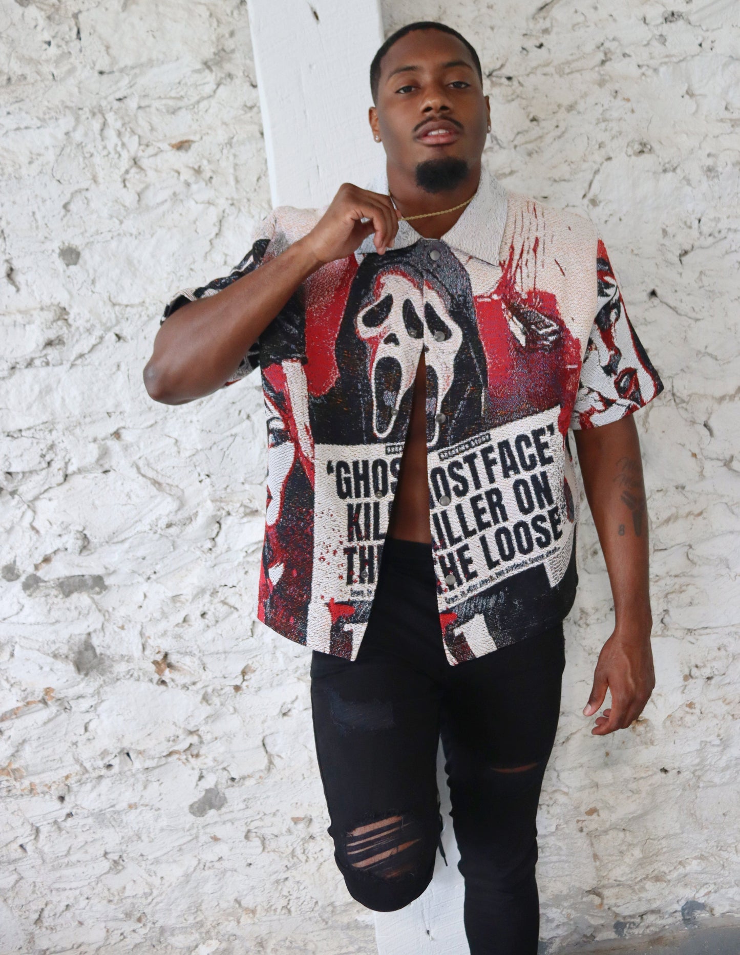 GHOSTFACE HANDMADE TAPESTRY JACQUARD FABRIC WORK SHIRT