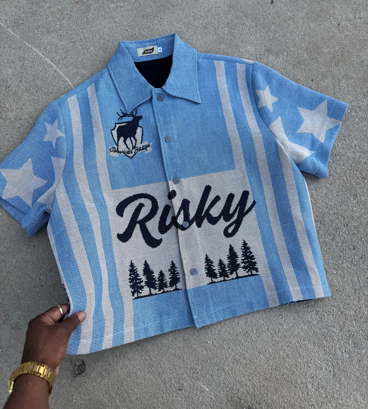 BOYS OF AMERICA HANDMADE TAPESTRY JACQUARD FABRIC WORK BABY BLUE