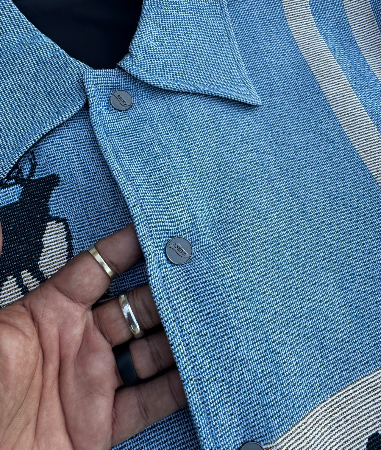 BOYS OF AMERICA HANDMADE TAPESTRY JACQUARD FABRIC WORK BABY BLUE