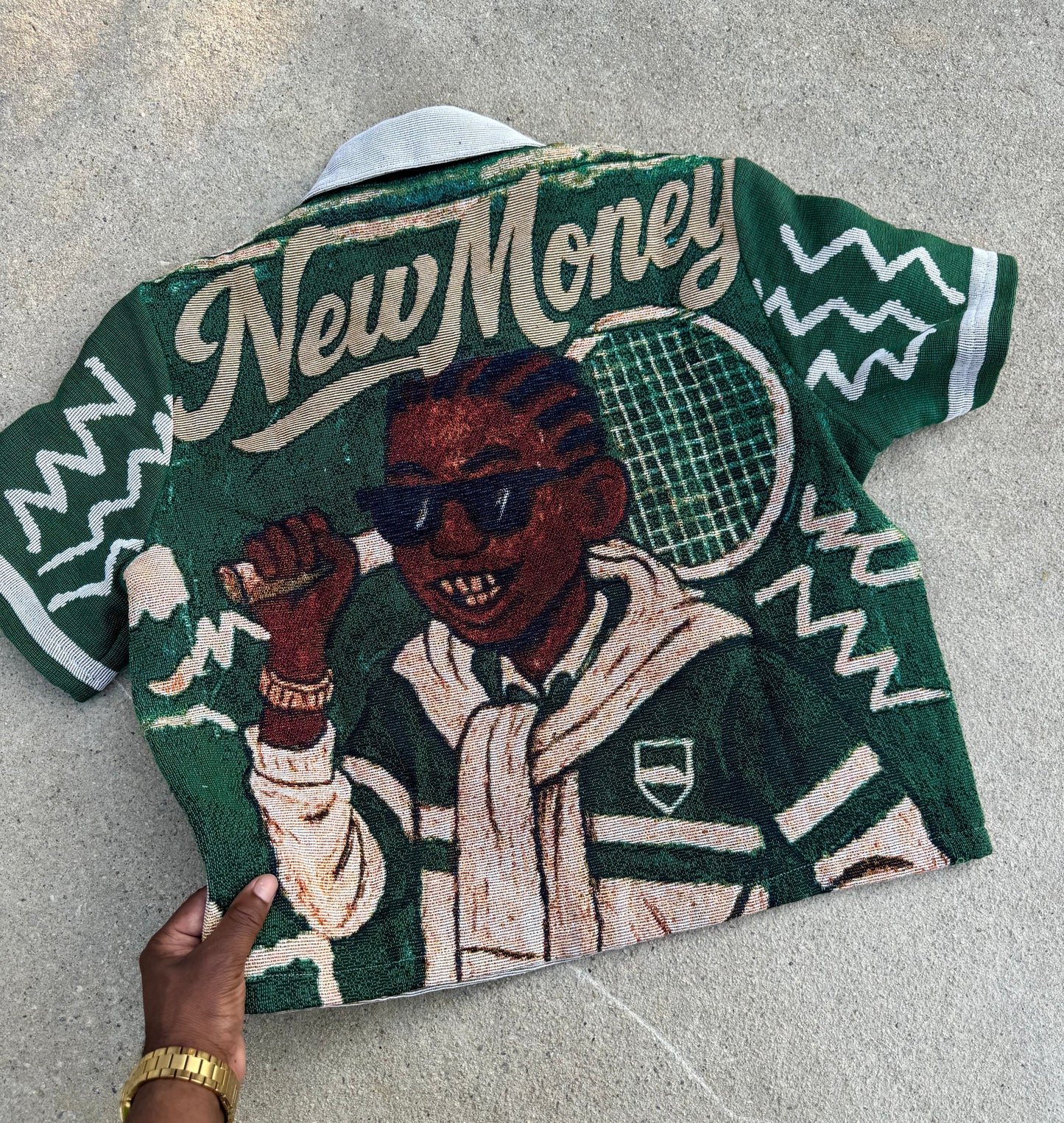 NEW MONEY TAPESTRY JACQUARD FABRIC SHIRT GREEN