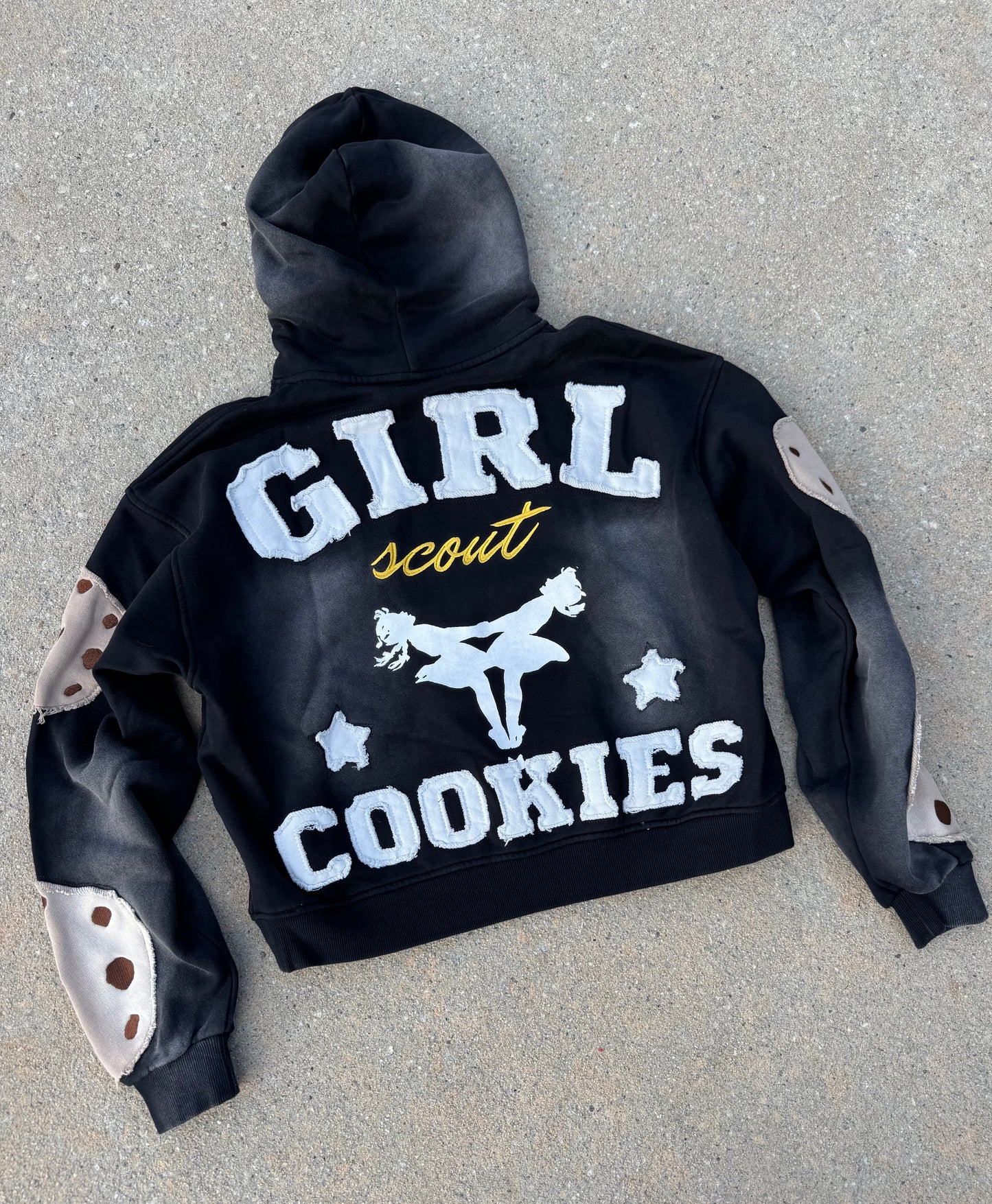 GIRL SCOUT COOKIES DISTRESSED SUN FADE HOODIE BLACK