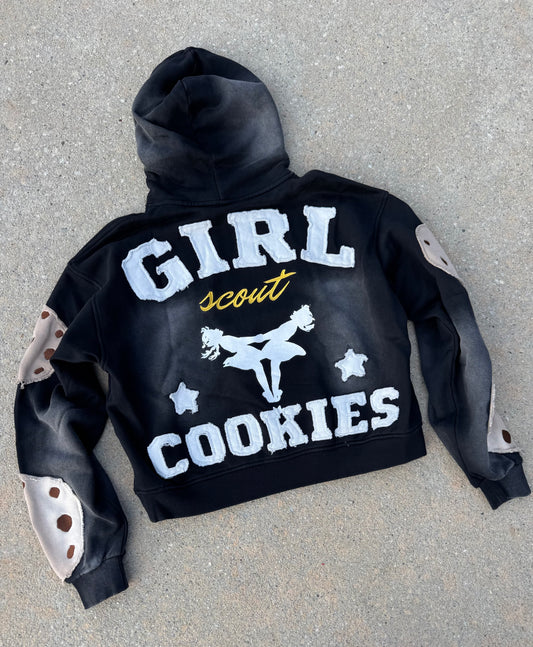 GIRL SCOUT COOKIES DISTRESSED SUN FADE HOODIE BLACK