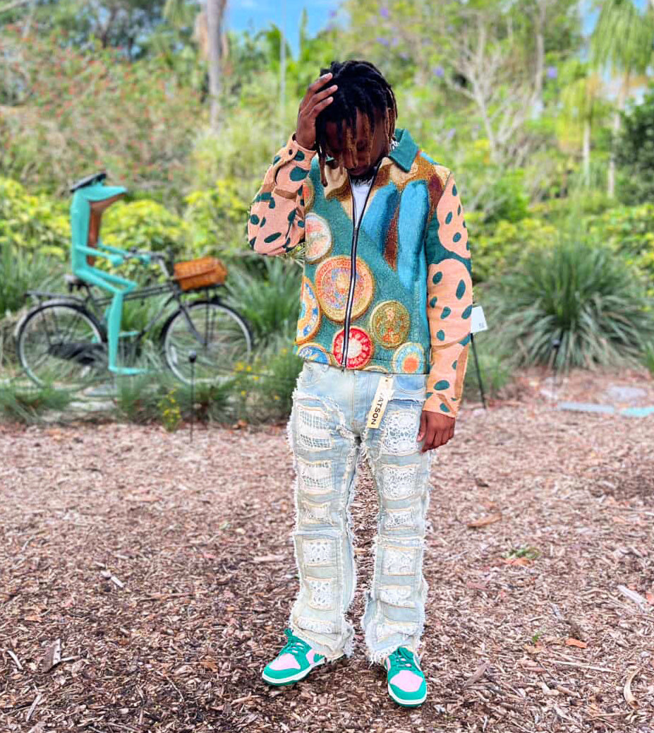 (MENS) GIRL SCOUT COOKIES HANDMADE TAPESTRY JACQUARD ZIPPERED JACKET