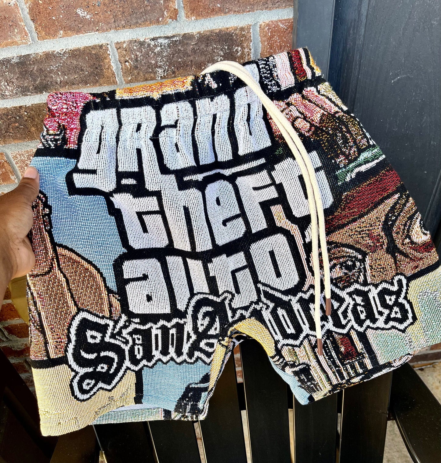 GTA SAN ANDREAS HANDMADE TAPESTRY JACQUARD FABRIC SHORTS